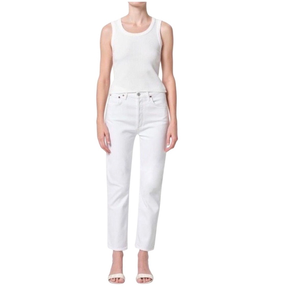 AGOLDE Riley Straight High Rise Crop White Jeans Inseam 25 Size 30